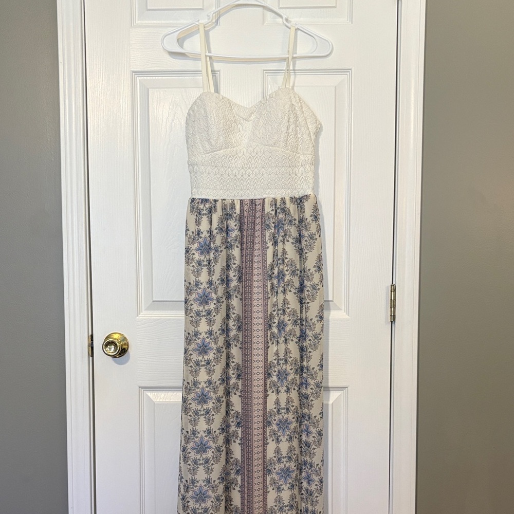 Lily Rose White and Blue Maxi Dress
